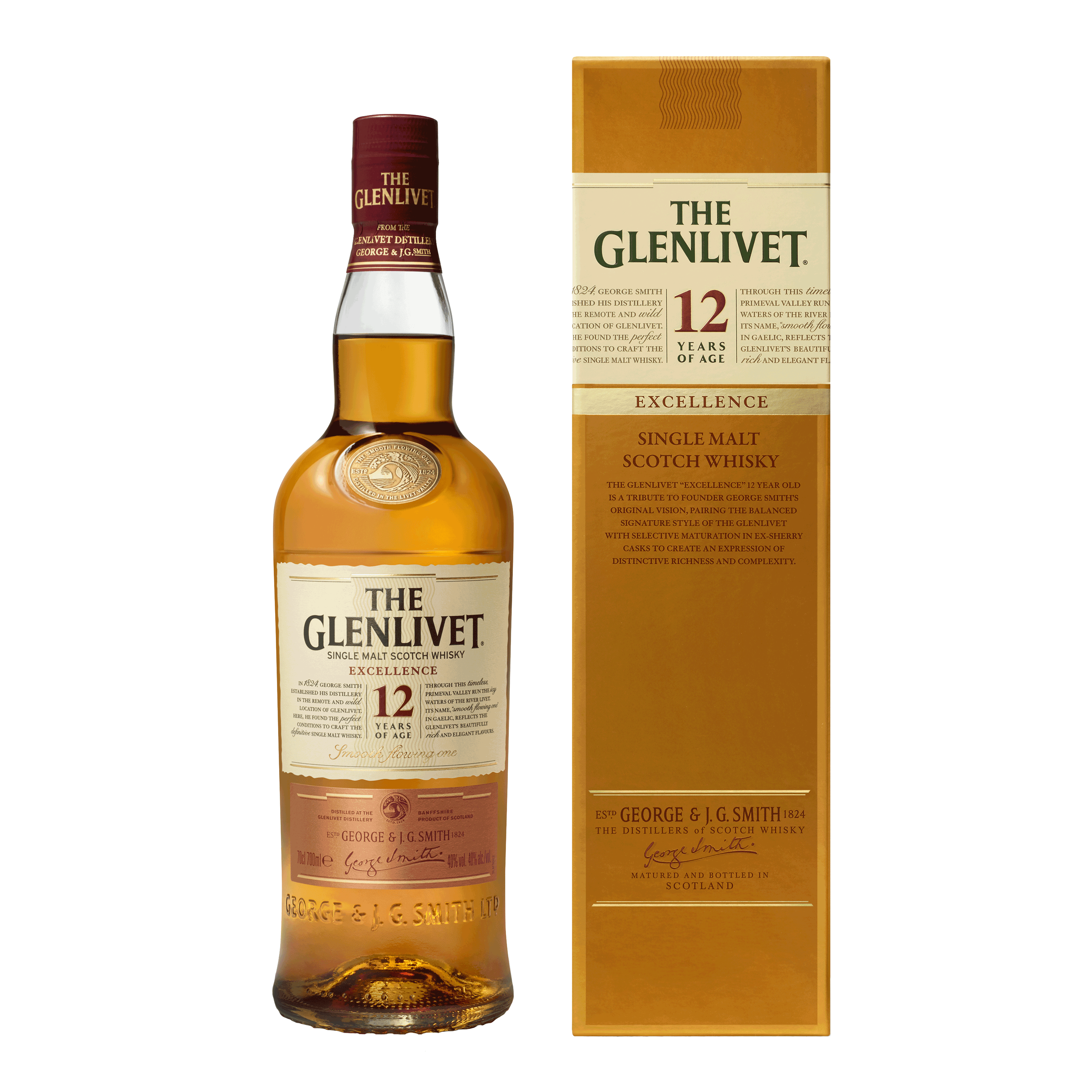 The Glenlivet Single Malt Whisky Scotland 12 Ans Excellence 70Cl Bouteille by
